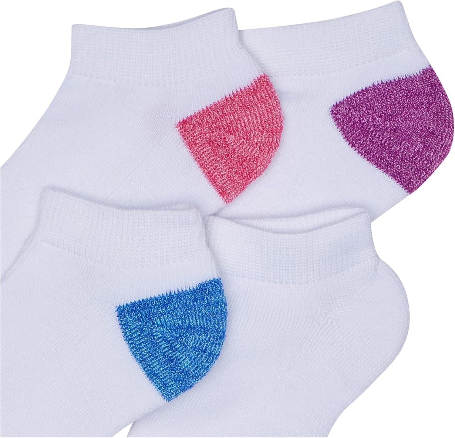 imageFruit Of the Loom Girls Everyday Lightweight Sport Quarter Sock 10 PackWhite WColored Heel Toe
