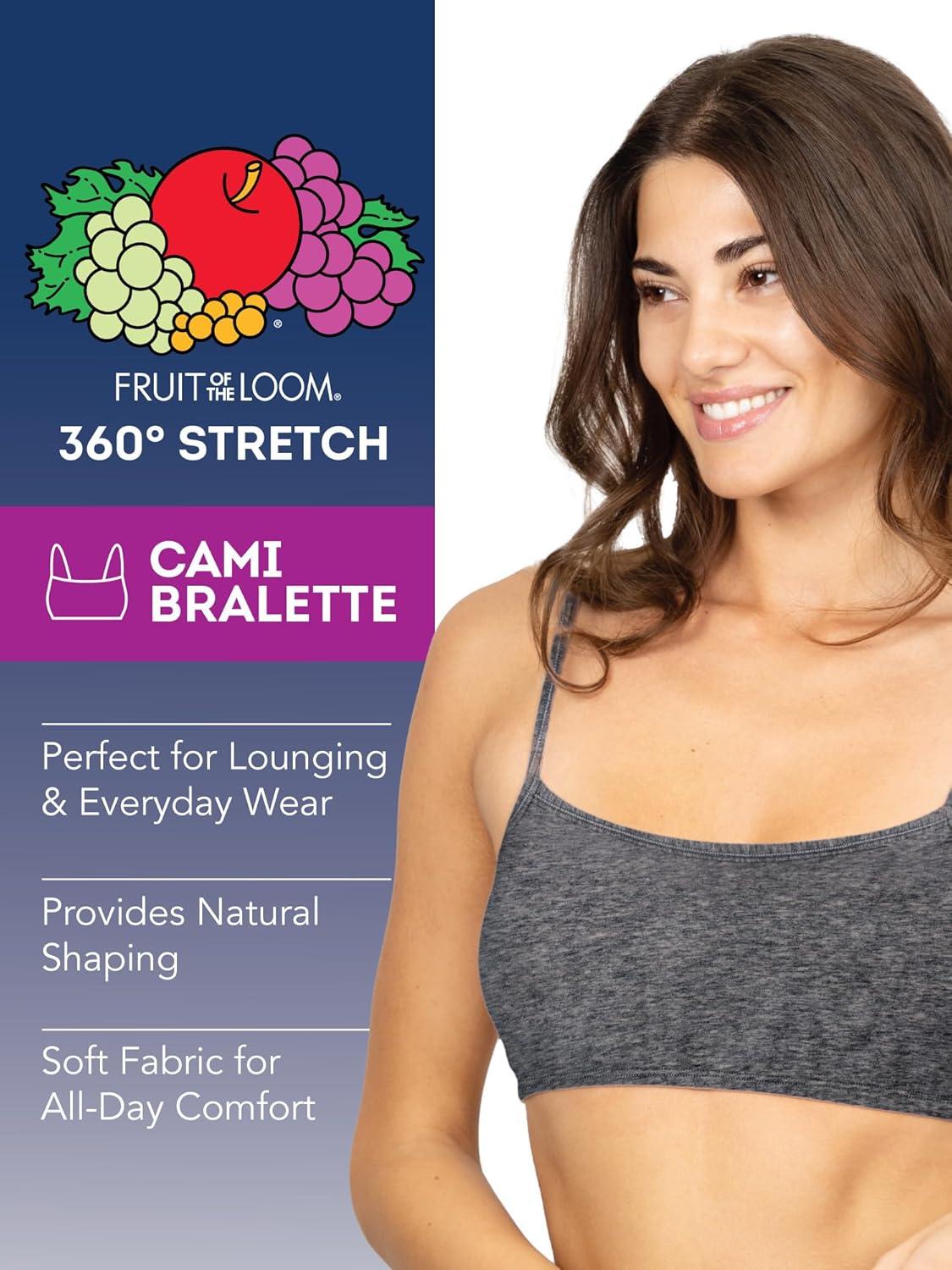 imageFruit of The Loom Womens Spaghetti Strap Cotton Pullover Sports Bra Value PackDancing RosebudsLilasWhiteCharcoal