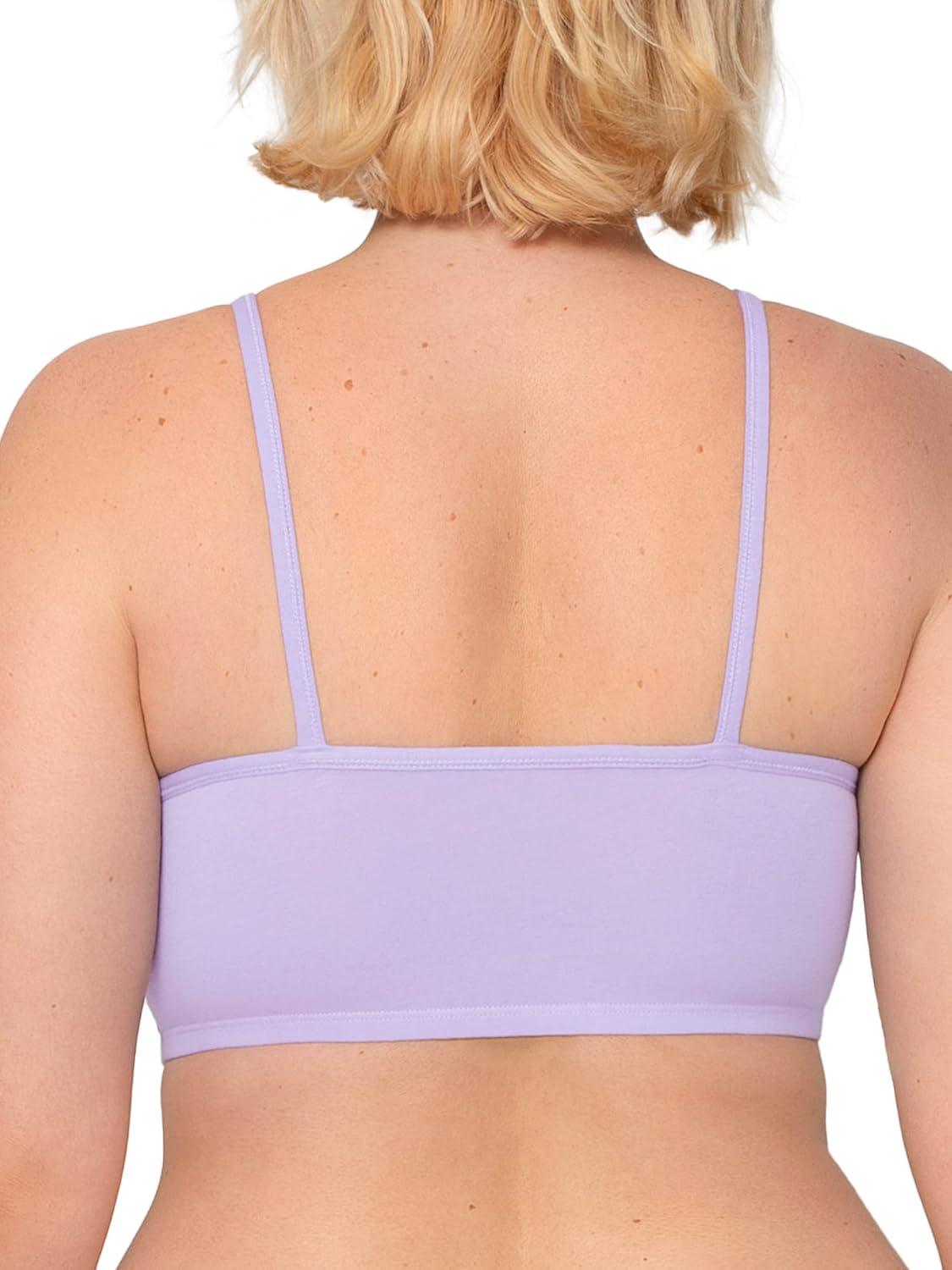 imageFruit of The Loom Womens Spaghetti Strap Cotton Pullover Sports Bra Value PackPurpleWhiteLilacGrey