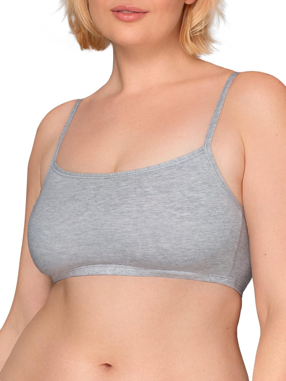 imageFruit of The Loom Womens Spaghetti Strap Cotton Pullover Sports Bra Value PackPurpleWhiteLilacGrey