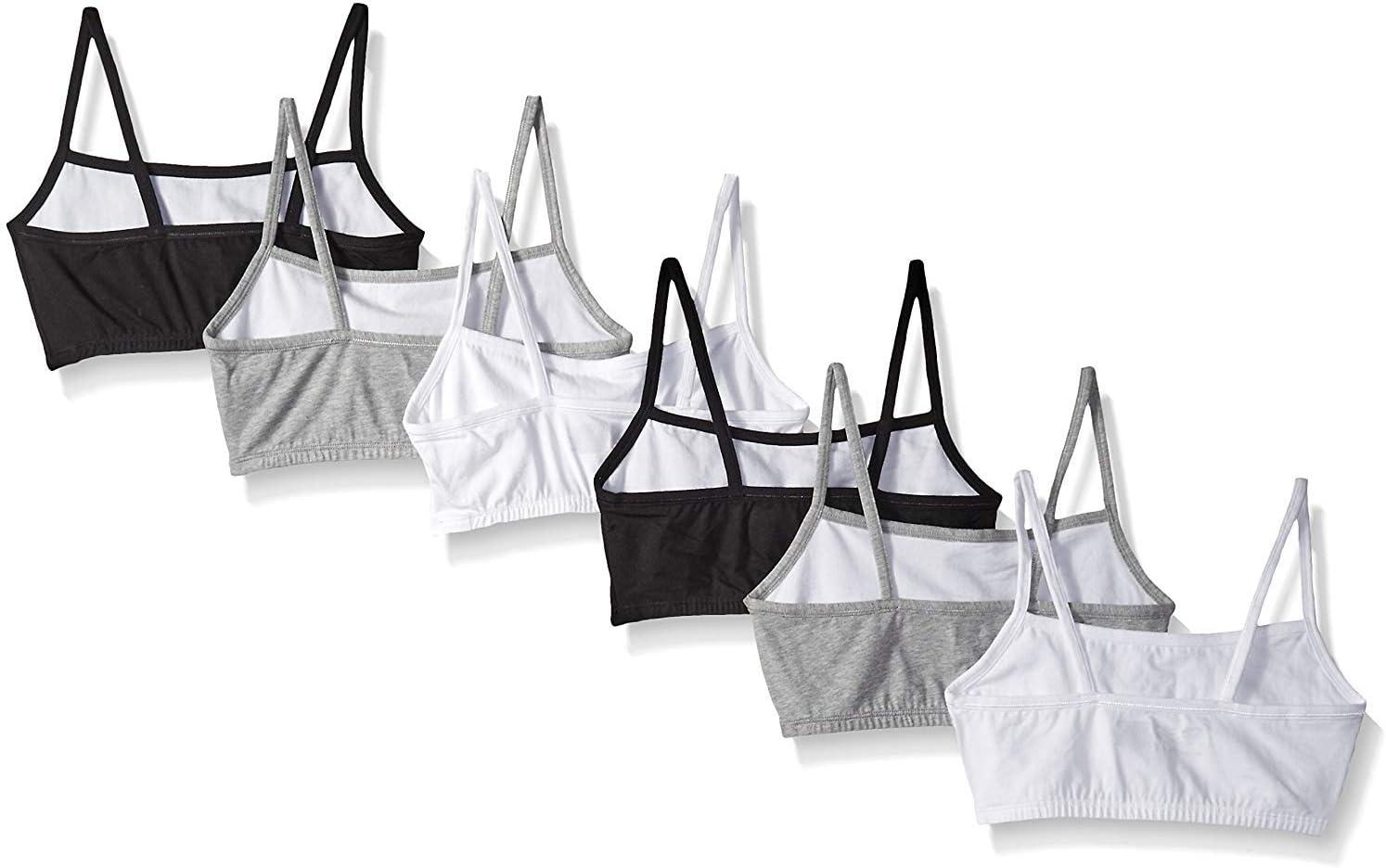 imageFruit of The Loom Womens Spaghetti Strap Cotton Pullover Sports Bra Value PackWhiteHeather GrayBlackWhiteHeather GrayBlack 6pack