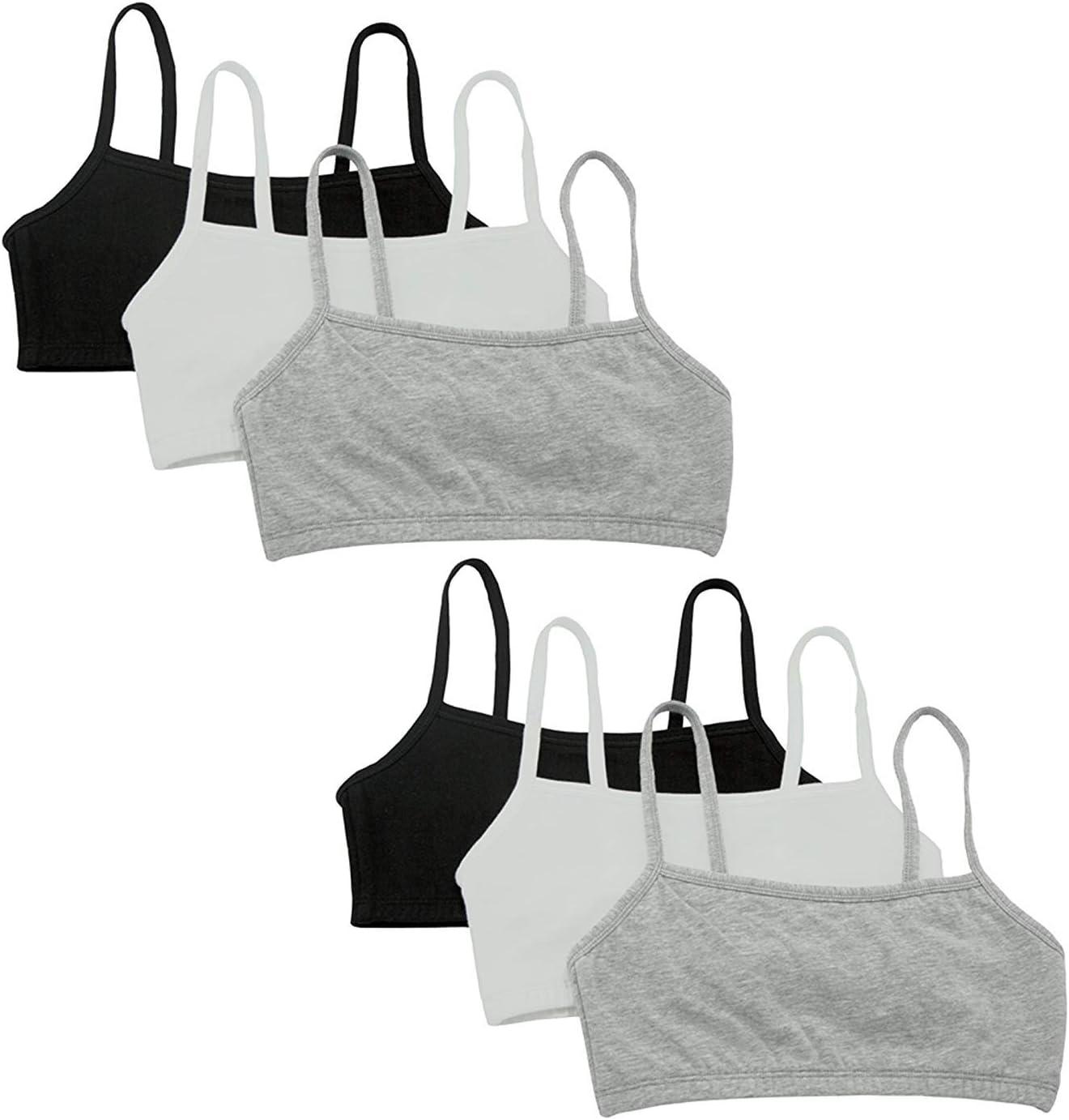 imageFruit of The Loom Womens Spaghetti Strap Cotton Pullover Sports Bra Value PackWhiteHeather GrayBlackWhiteHeather GrayBlack 6pack