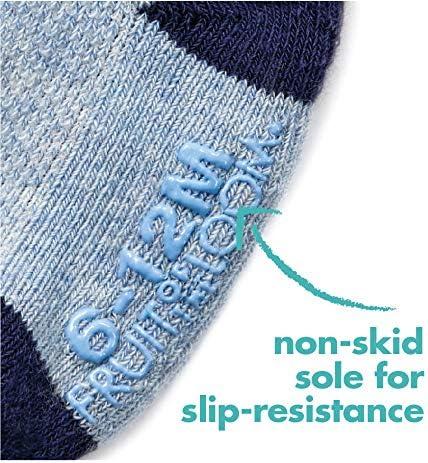imageFruit of the Loom All Weather Baby ampamp Toddler Socks Cotton Crew Socks with Grips for Boys Girls and UnisexBlue