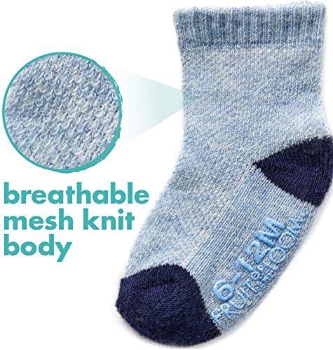 imageFruit of the Loom All Weather Baby ampamp Toddler Socks Cotton Crew Socks with Grips for Boys Girls and UnisexBlue
