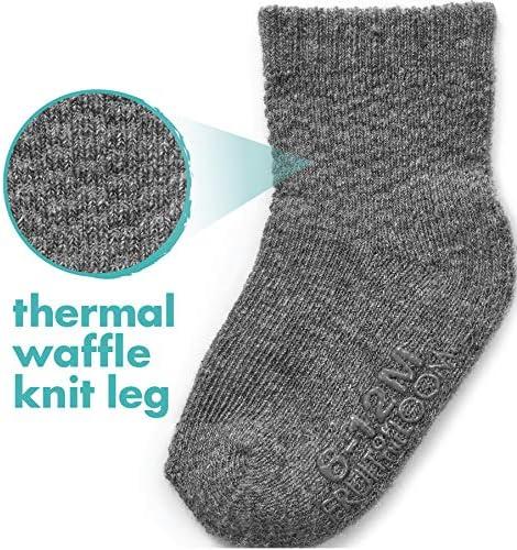 imageFruit of the Loom All Weather Baby ampamp Toddler Socks Cotton Crew Socks with Grips for Boys Girls and UnisexBlue