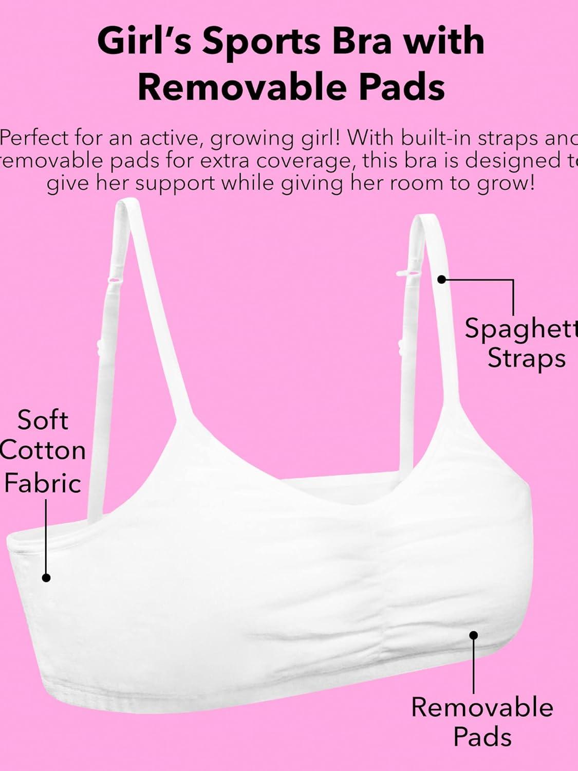 imageFruit of the Loom Girls Bra with Removable Cookies 2PackLight NudeBlack Hue