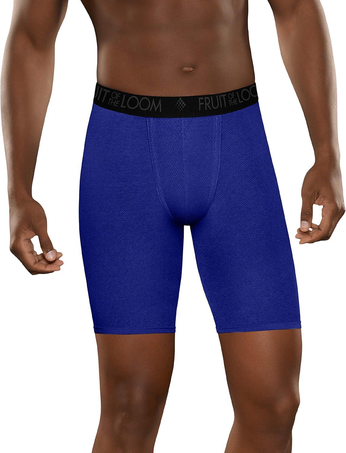 imageFruit of the Loom Mens Breathable Boxer Briefs Moisture Wicking Underwear Assorted Color MultipacksLong Leg Micro Mesh Colors May Vary