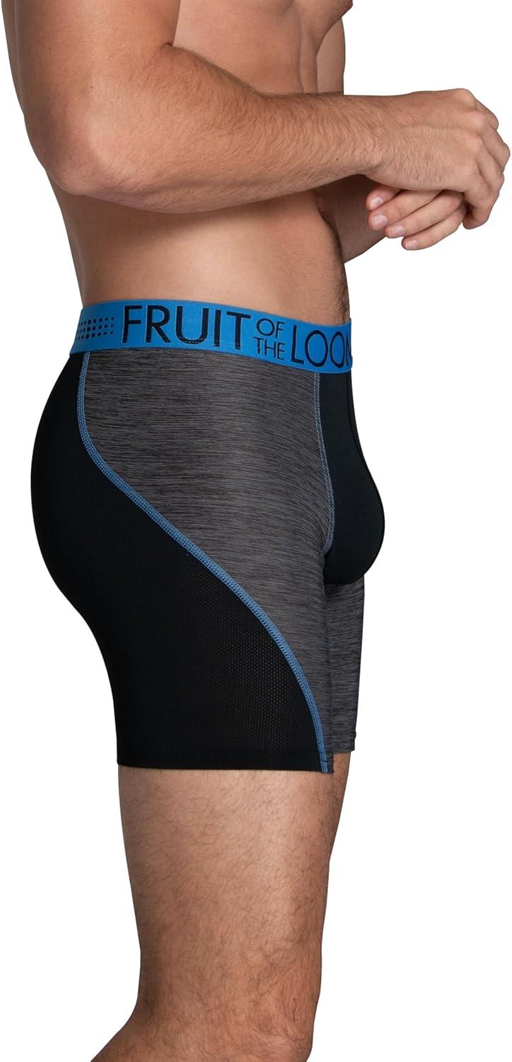 imageFruit of the Loom Mens Breathable Boxer Briefs Moisture Wicking Underwear Assorted Color MultipacksPerformance Stretch Blue
