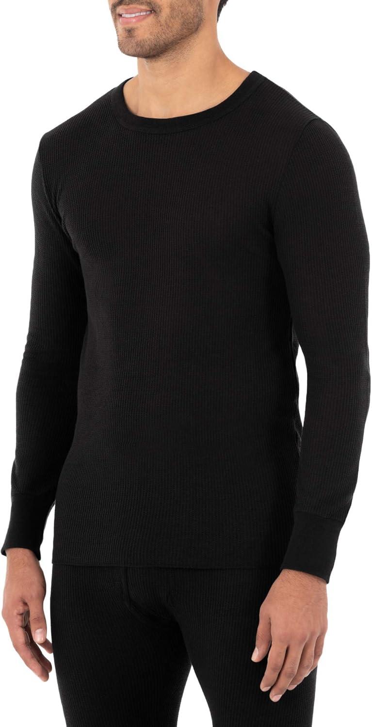 imageFruit of the Loom Mens Classic Midweight Waffle Thermal Underwear Crew TopBlack