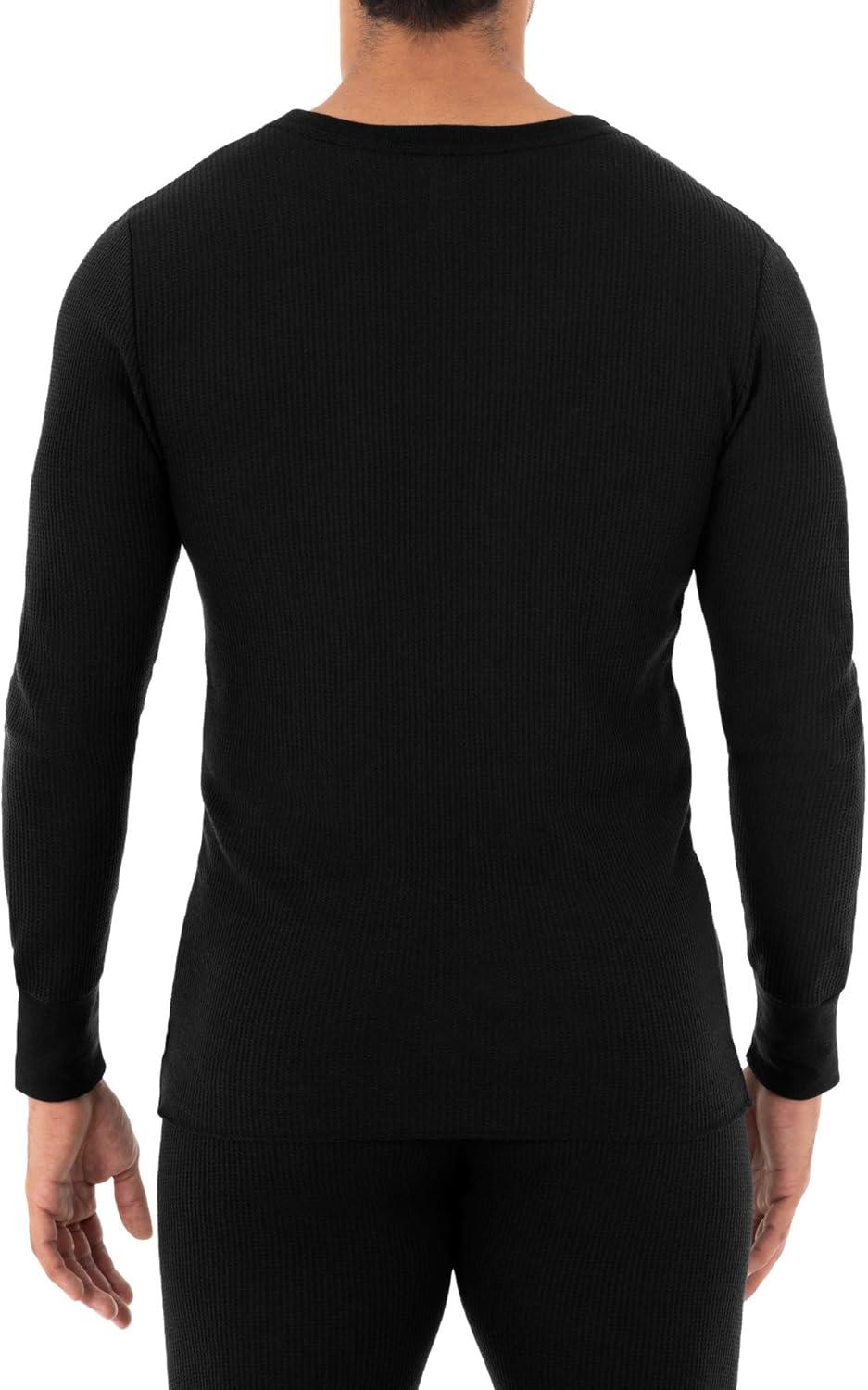 imageFruit of the Loom Mens Classic Midweight Waffle Thermal Underwear Crew TopBlack
