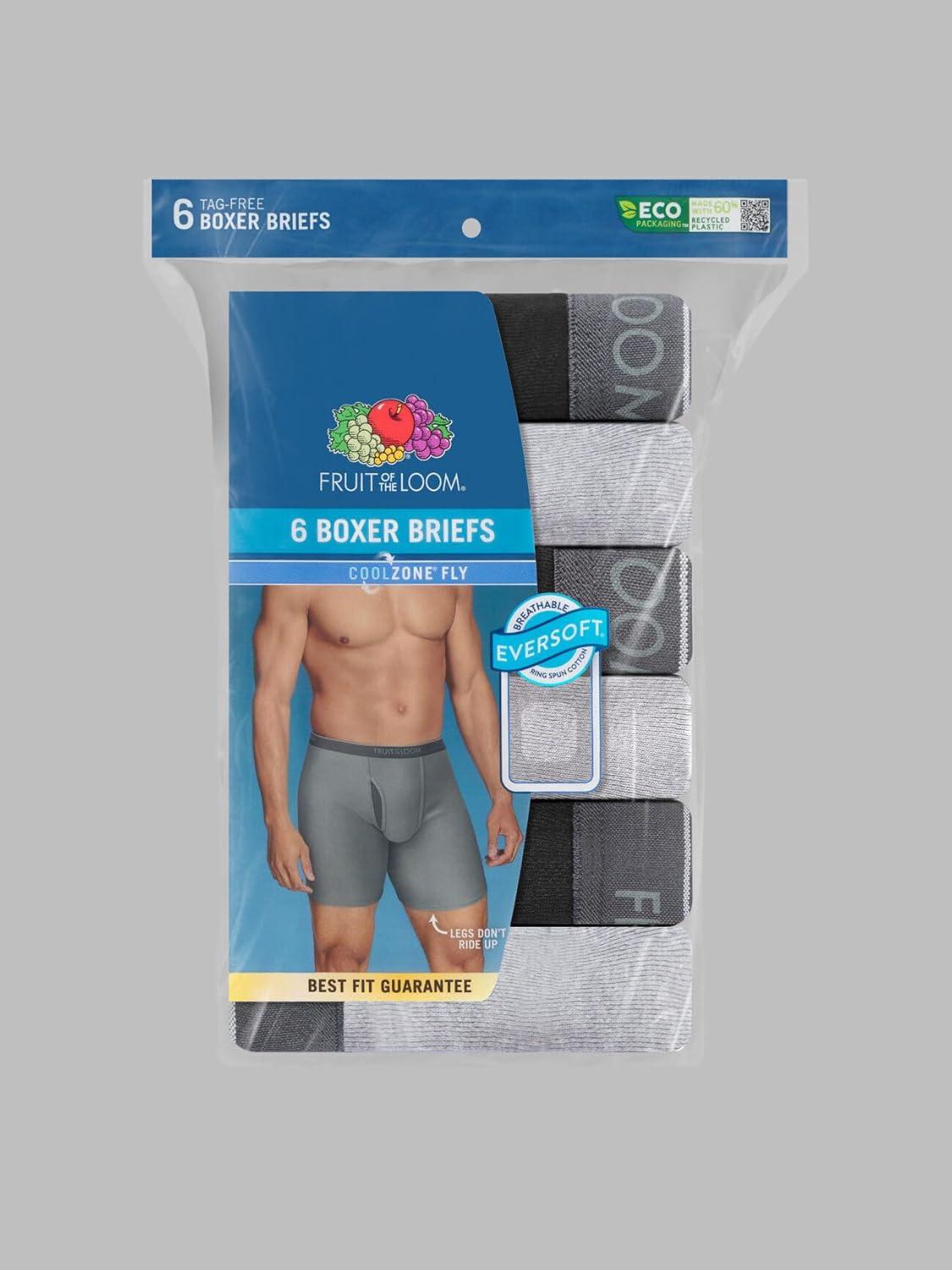 imageFruit of the Loom Mens Coolzone Boxer Briefs Moisture Wicking ampamp Breathable Assorted Color Multipacks6 Pack BlackGray