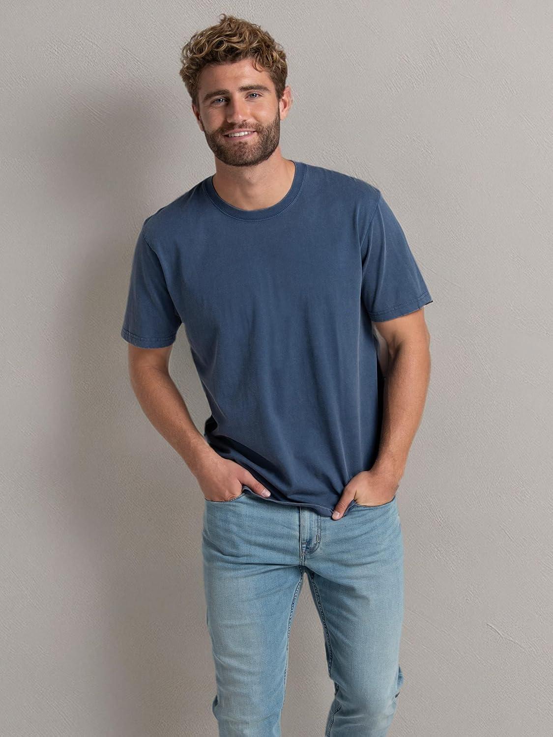 imageFruit of the Loom Mens Crafted Comfort Tee Relaxed ampamp Classic Fit Sizes S2XClassic Fit Cotton Dark Tide