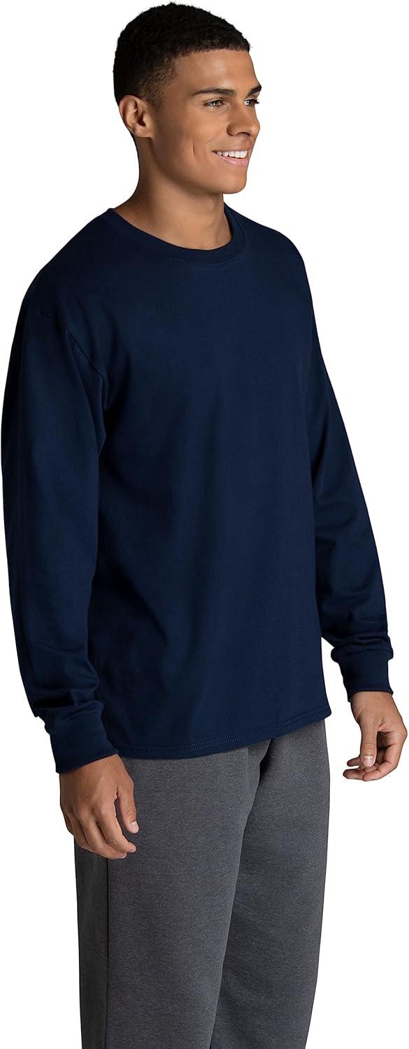 imageFruit of the Loom Mens Eversoft Cotton Long Sleeve T Shirts Breathable ampamp Moisture Wicking with Odor ControlLong Sleeve Navy