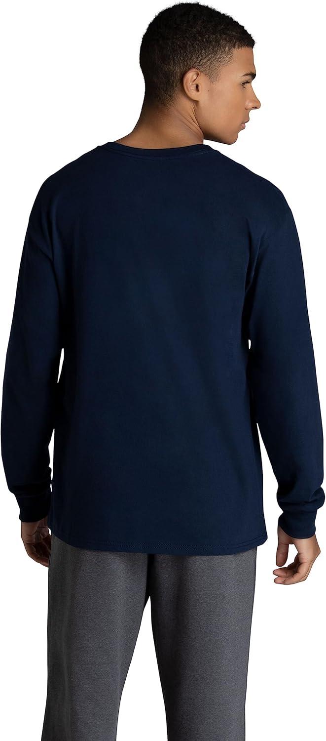 imageFruit of the Loom Mens Eversoft Cotton Long Sleeve T Shirts Breathable ampamp Moisture Wicking with Odor ControlLong Sleeve Navy