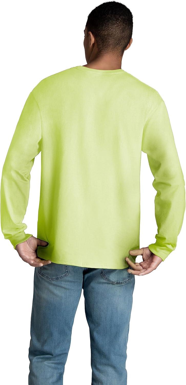 imageFruit of the Loom Mens Eversoft Cotton Long Sleeve T Shirts Breathable ampamp Moisture Wicking with Odor ControlLong Sleeve Safety Green