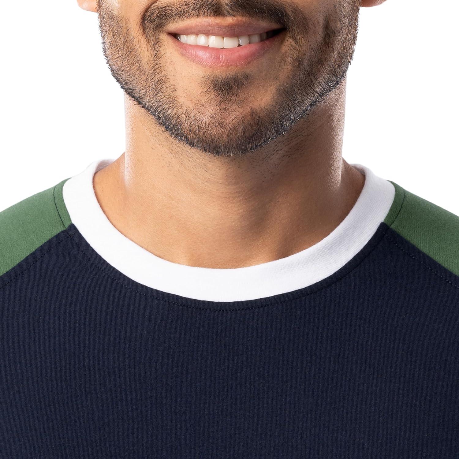 imageFruit of the Loom Mens Jersey Henley Top and Broadcloth Pant Sleep Pajama SetBlackBlue Plaid