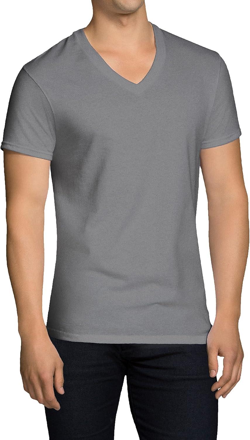 imageFruit of the Loom Mens Lightweight Active Cotton Blend UndershirtsVneck 8 Pack BlackGrey