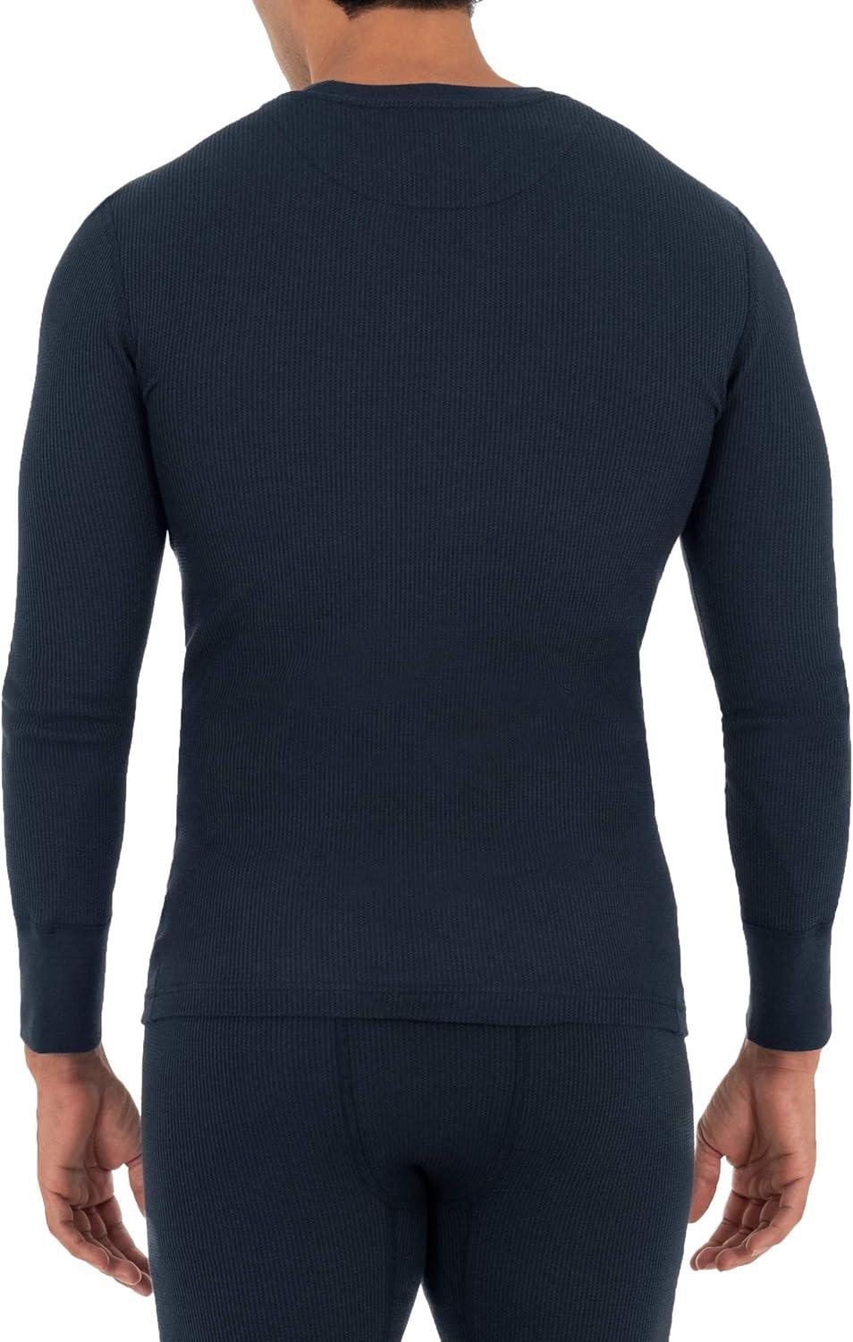 imageFruit of the Loom Mens Recycled Waffle Thermal Underwear Crew Top 1 and 2 PacksNavy