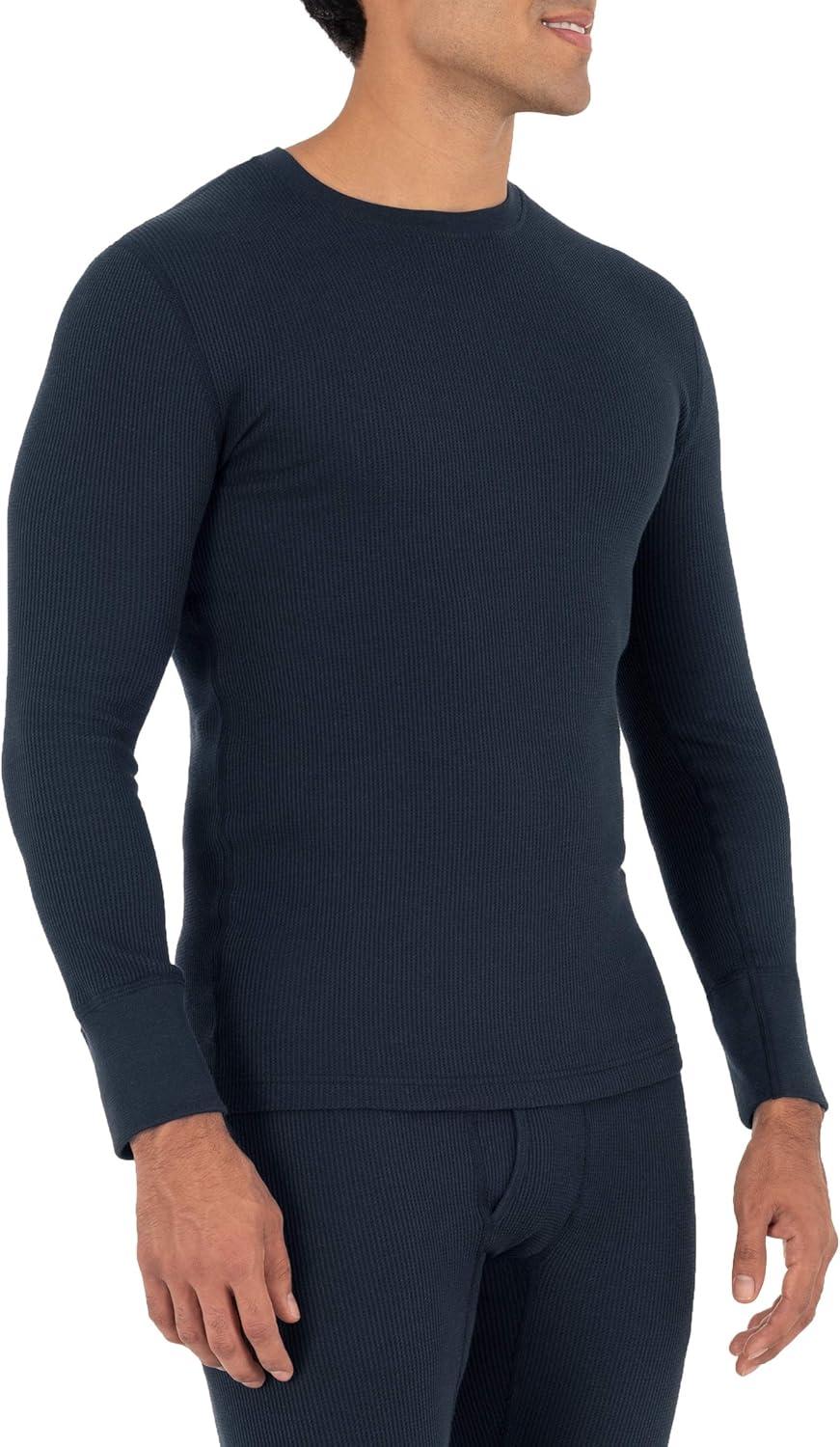 imageFruit of the Loom Mens Recycled Waffle Thermal Underwear Crew Top 1 and 2 PacksNavy