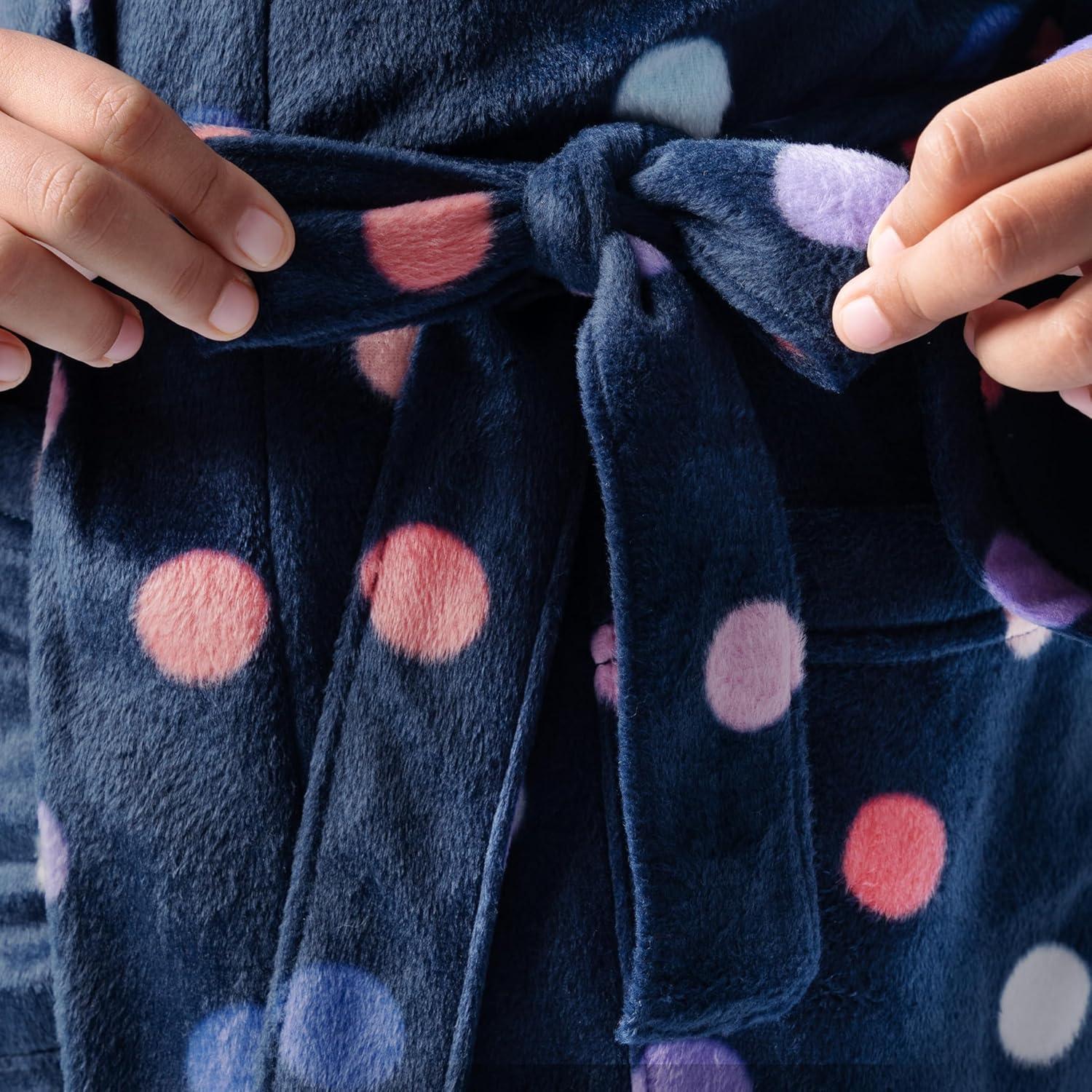 imageFruit of the Loom Unisex Kids Fleece RobeDeep BlueDots