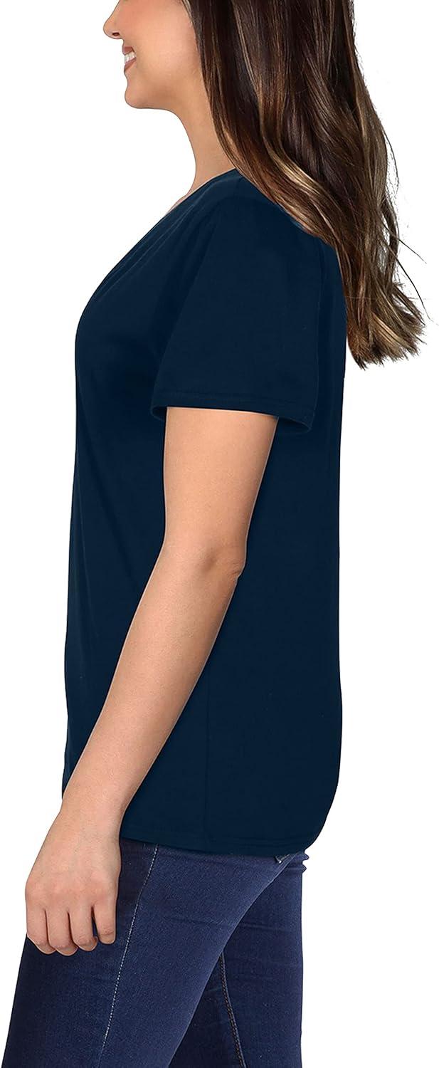 imageFruit of the Loom Womens Crafted Comfort Pima Cotton Short Sleeve TshirtsVneck Navy