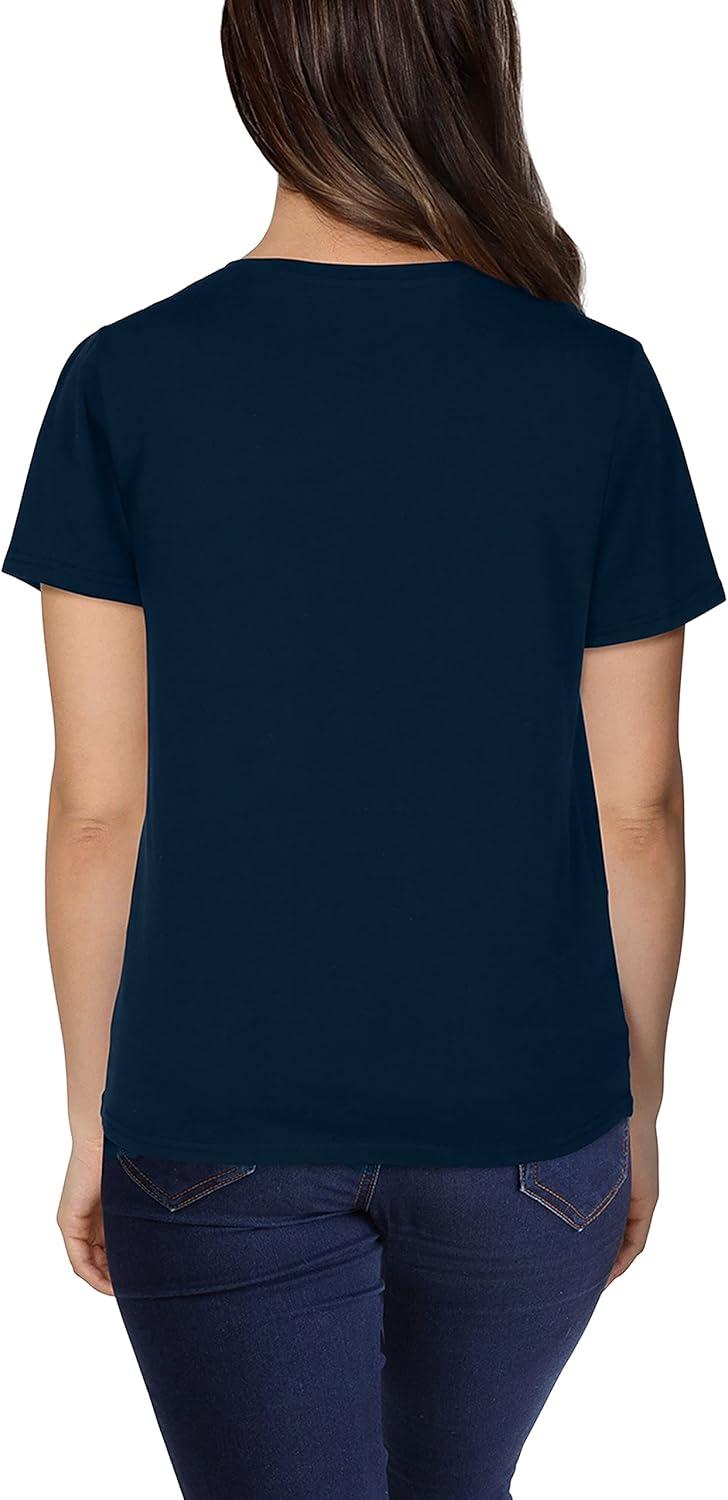imageFruit of the Loom Womens Crafted Comfort Pima Cotton Short Sleeve TshirtsVneck Navy