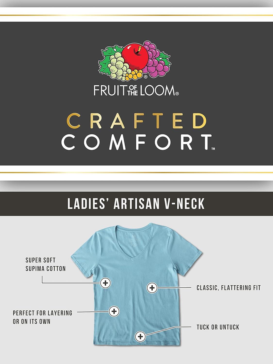 imageFruit of the Loom Womens Crafted Comfort Pima Cotton Short Sleeve TshirtsVneck Navy