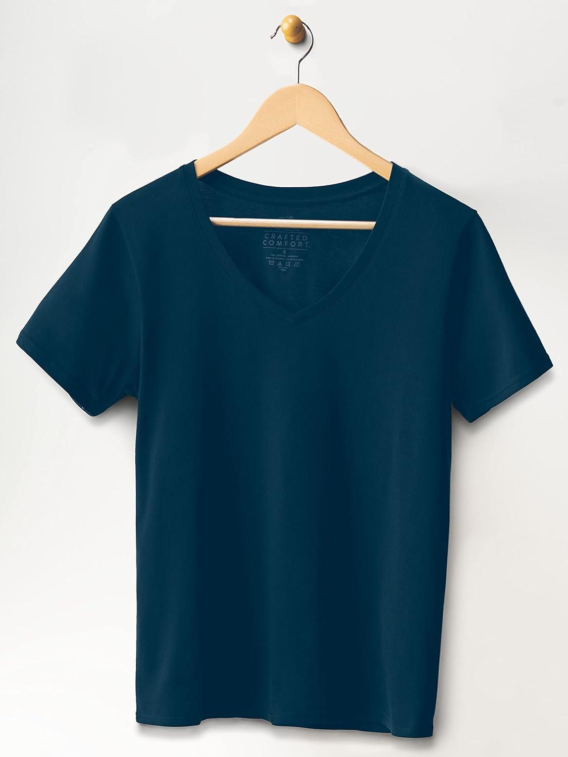 imageFruit of the Loom Womens Crafted Comfort Pima Cotton Short Sleeve TshirtsVneck Navy