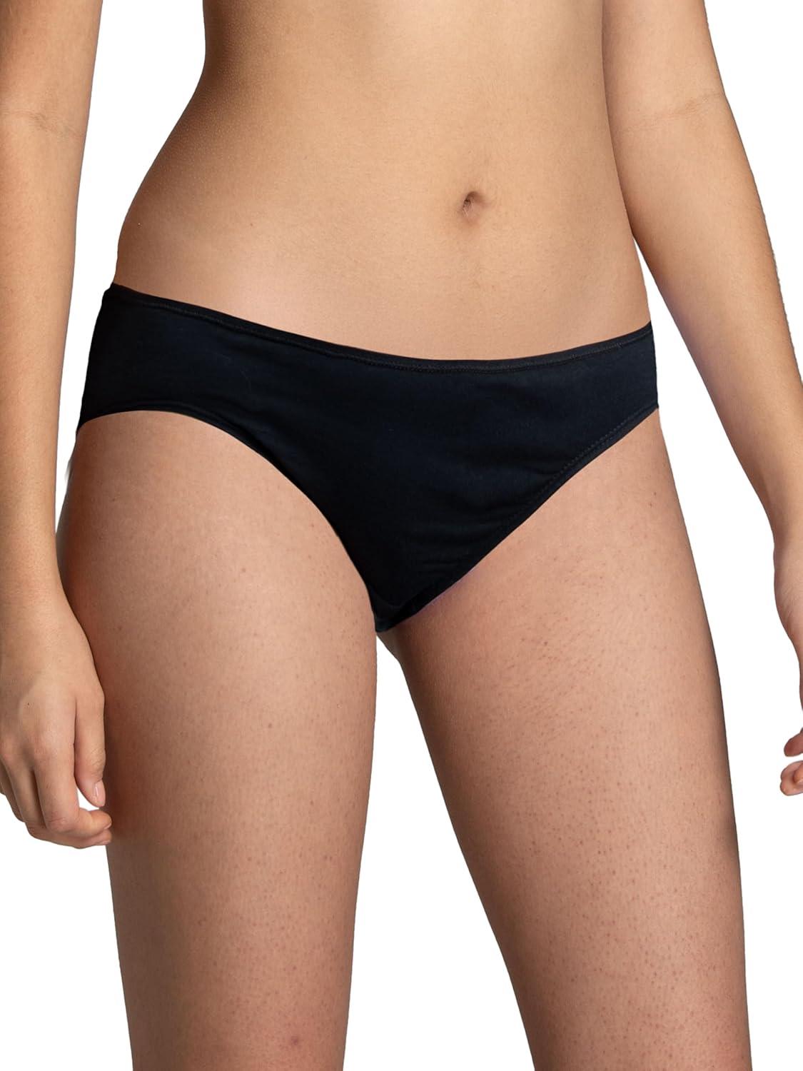 imageFruit of the Loom Womens Eversoft Cotton Underwear Multipacks Tag Free ampamp Breathable Available in Plus SizeBikini  Black