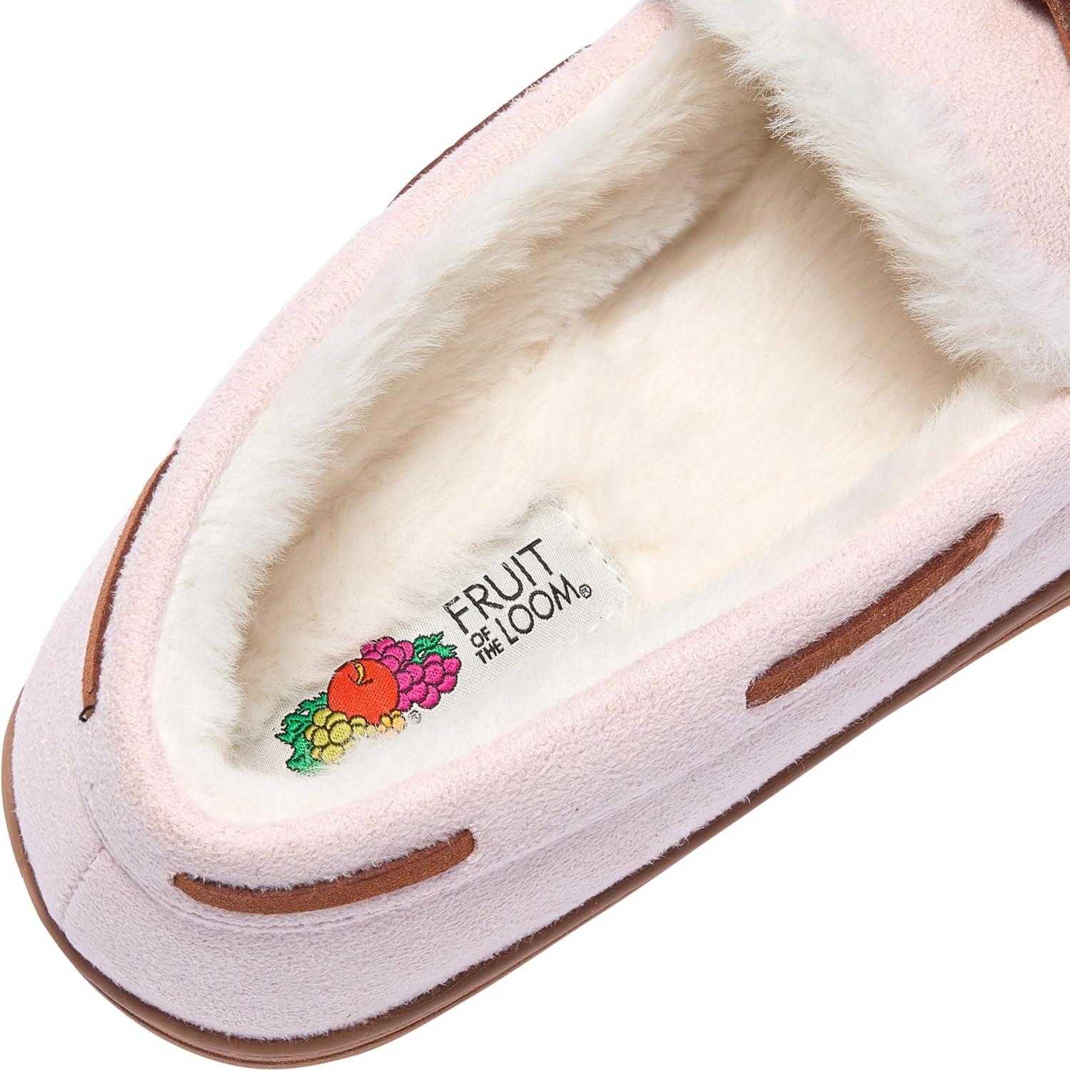 imageFruit of the Loom Womens Memory Foam Moccasins IndoorOutdoor House Shoes for Women Microsuede Gifts for Girls Women ChristmasBlush