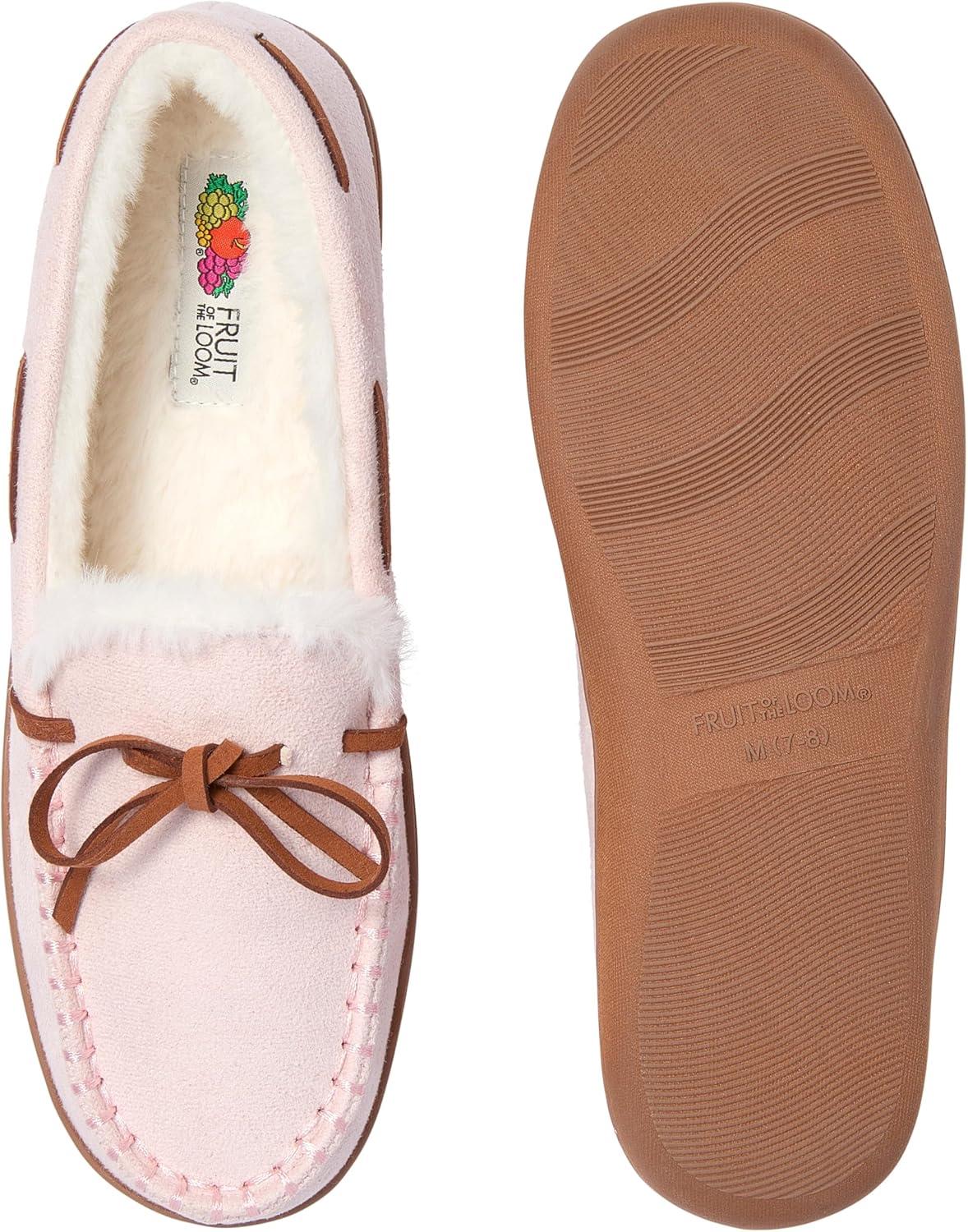 imageFruit of the Loom Womens Memory Foam Moccasins IndoorOutdoor House Shoes for Women Microsuede Gifts for Girls Women ChristmasBlush