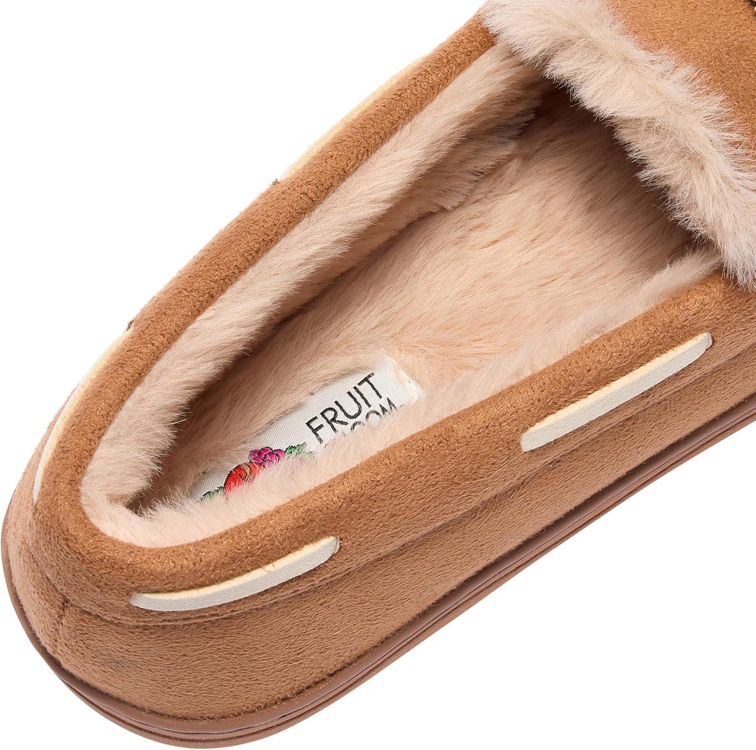 imageFruit of the Loom Womens Memory Foam Moccasins IndoorOutdoor House Shoes for Women Microsuede Gifts for Girls Women ChristmasCoffee
