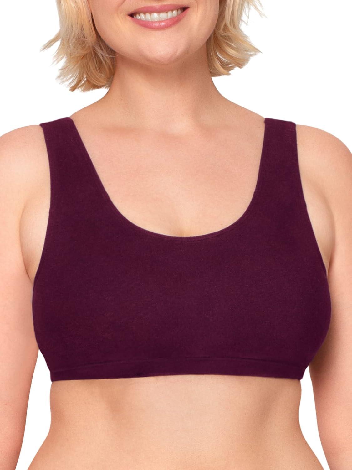 imageFruit of the Loom Womens MultiPack Tank Top Style Sports BraPurpleWhiteLilacGrey