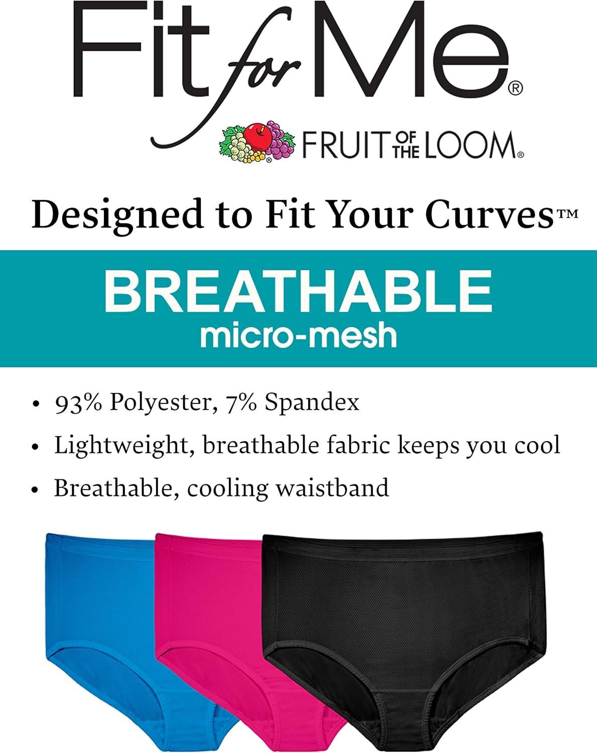 imageFruit of the Loom Womens Plus Size Underwear Briefs Fit for Me Designed to Fit Your CurvesBrief Micro Mesh Colors May Vary