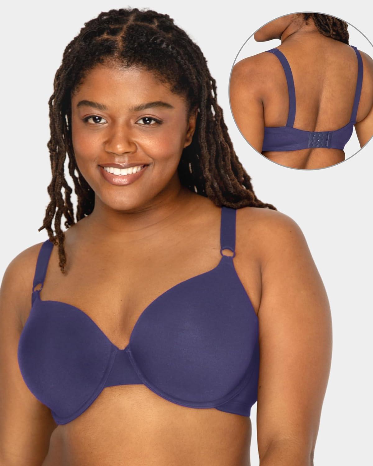 imageFruit of the Loom Womens Smooth Cotton TShirt Bra UltraSoft Flexible and Invisible Under TeesDeja BlueSkipper BlueGrey Heather