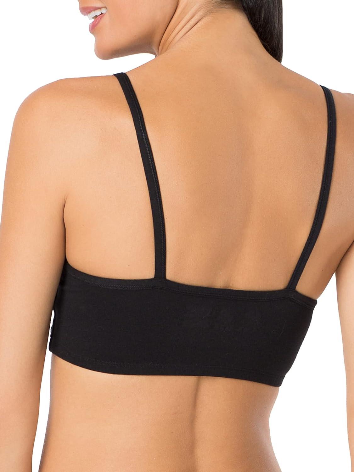 imageFruit of the Loom Womens Spaghetti Strap Cotton Sports Bra AllDay ComfortBlushing RoseWhiteBlack Hue