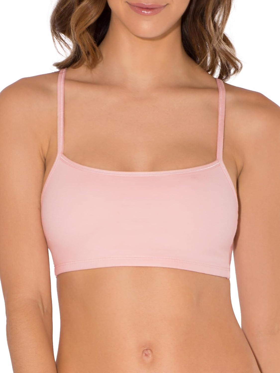 imageFruit of the Loom Womens Spaghetti Strap Cotton Sports Bra AllDay ComfortBlushing RoseWhiteBlack Hue