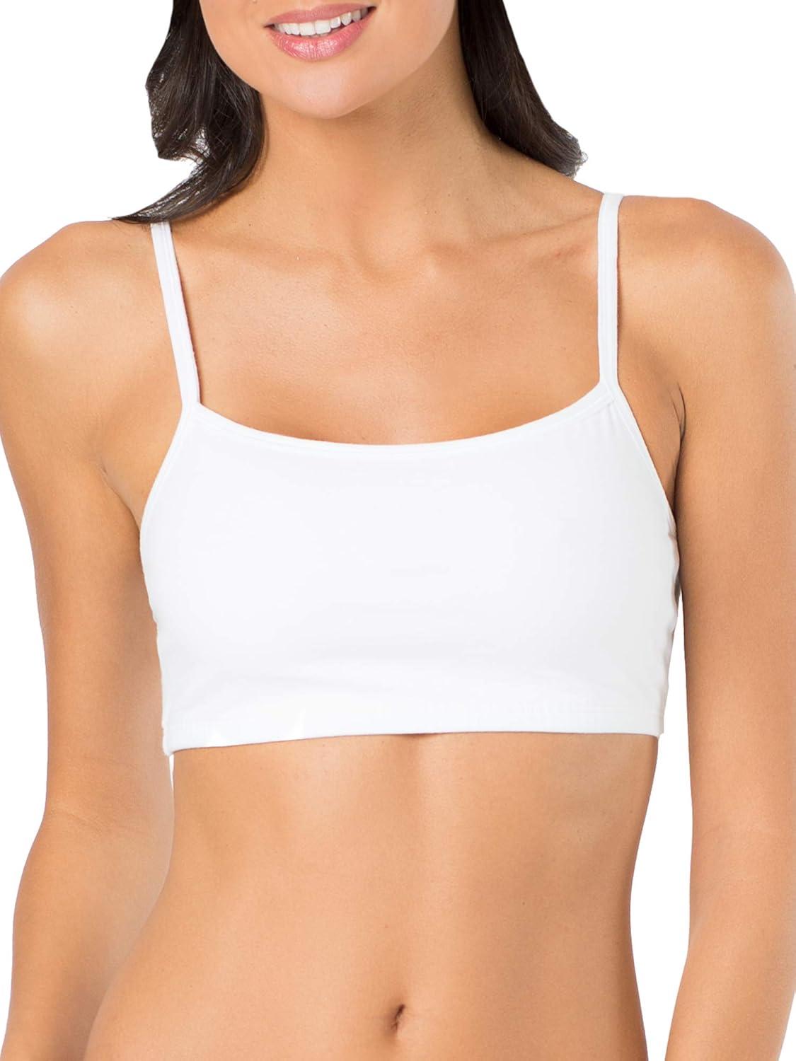 imageFruit of the Loom Womens Spaghetti Strap Cotton Sports Bra AllDay ComfortBlushing RoseWhiteBlack Hue