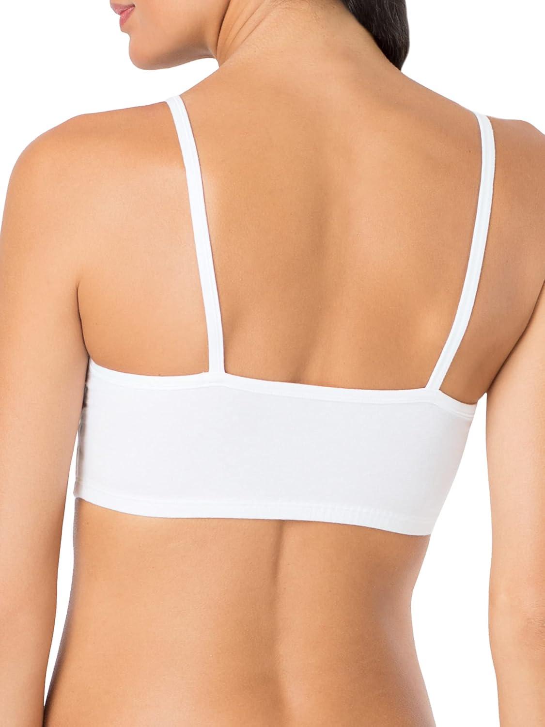 imageFruit of the Loom Womens Spaghetti Strap Cotton Sports Bra AllDay ComfortBlushing RoseWhiteBlack Hue