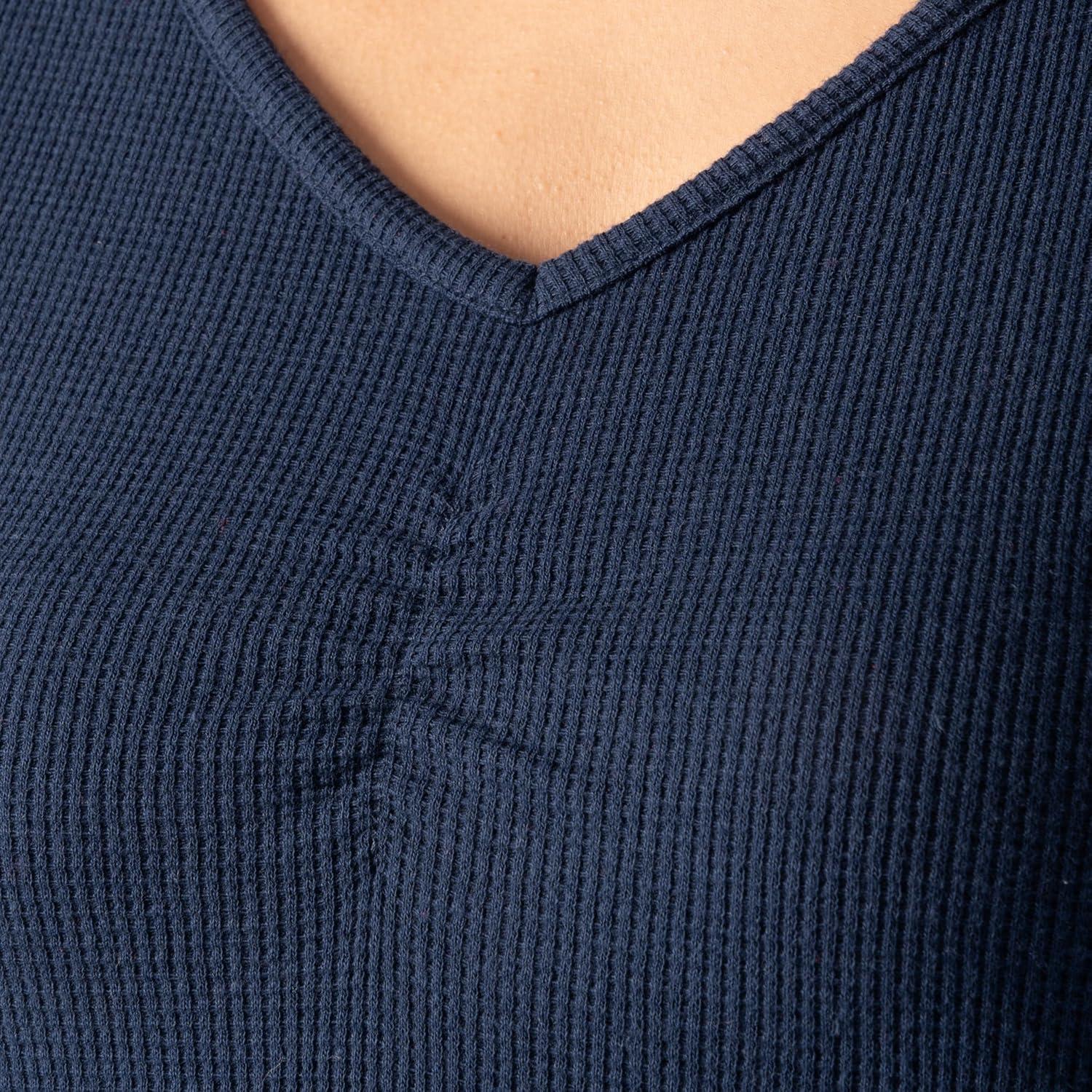 imageFruit of the Loom Womens Waffle VNeck TopNavyStarry Snowflakes