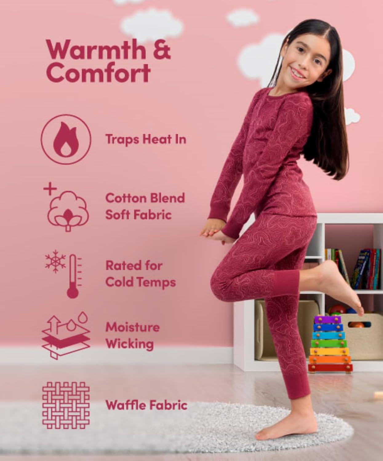 imageFruit of the Loom girls Premium Thermal Waffle Underwear SetHeather Greystone