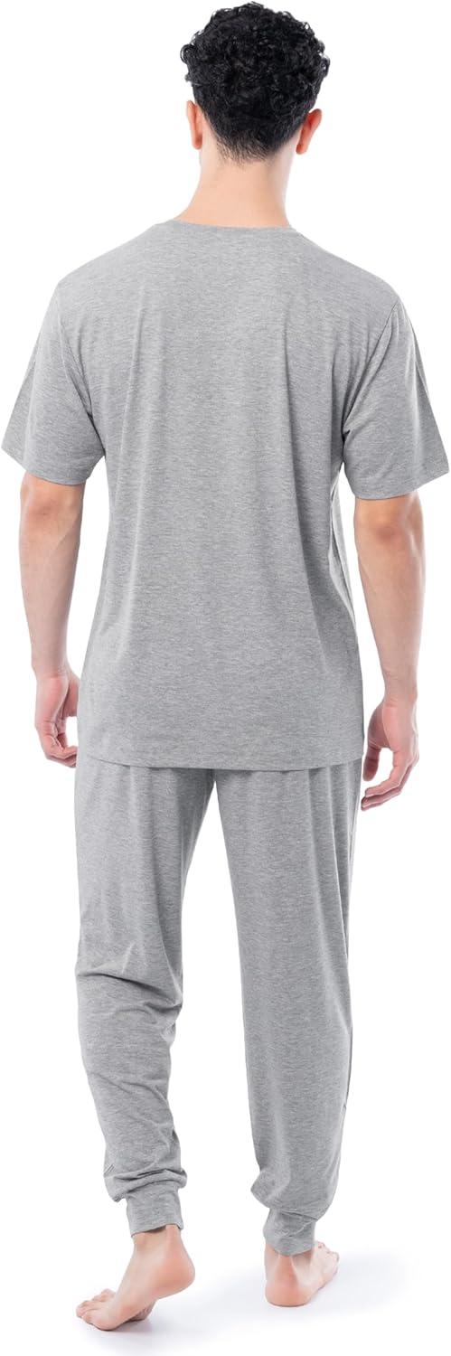 imageFruit of the Loom mens 360 Stretch Crewneck Top and Jogger Pant Sleep Pajama SetGrey Heather