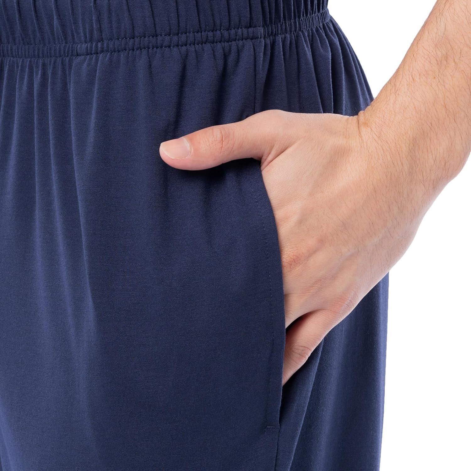 imageFruit of the Loom mens 360 Stretch Crewneck Top and Jogger Pant Sleep Pajama SetNavy