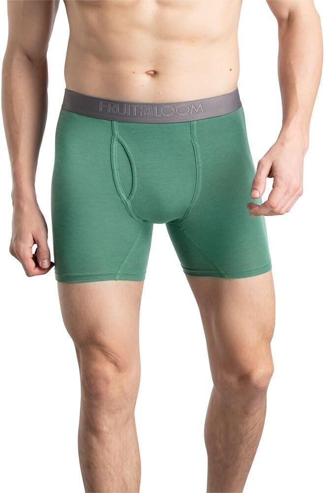 imageFruit of the Loom mens 4way Stretch Boxer Briefs Lightweight ampamp Moisture Wicking Underwear Long Leg Regular Leg ampamp TrunkRegular Leg Cool Soft Colors May Vary