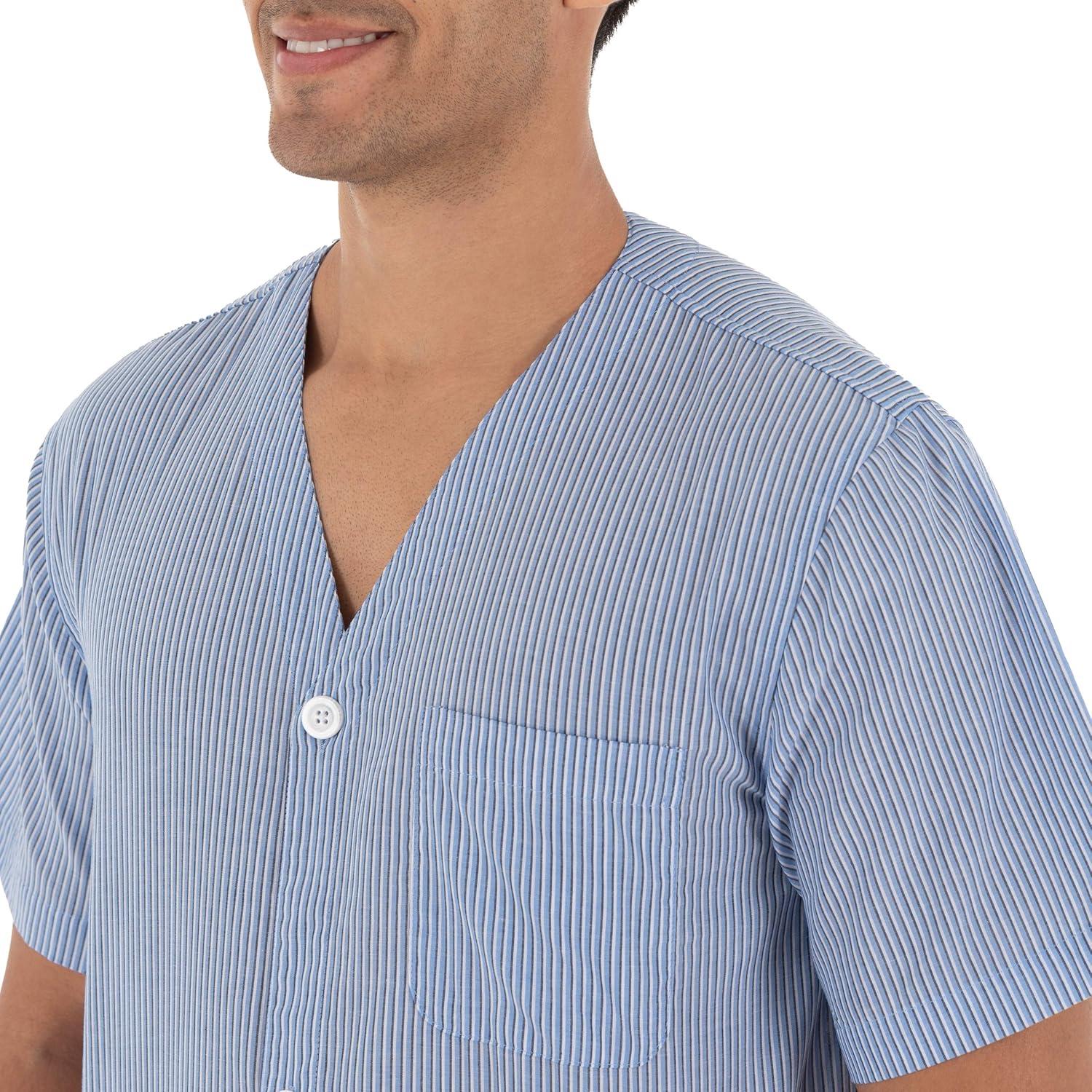 imageFruit of the Loom mens Broadcloth Short Sleeve Pajama SetBlue