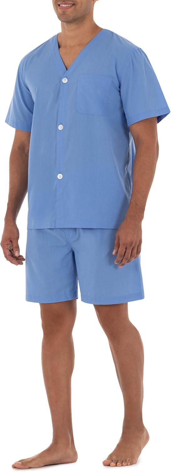 imageFruit of the Loom mens Broadcloth Short Sleeve Pajama SetFrench Blue