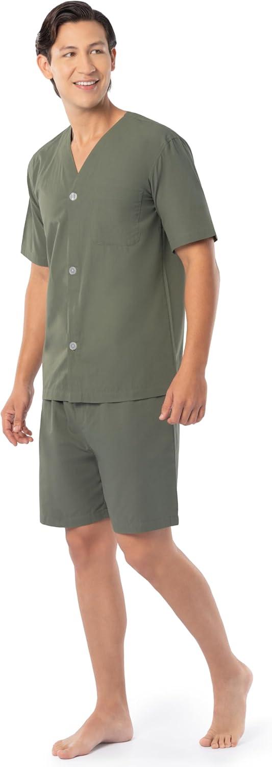 imageFruit of the Loom mens Broadcloth Short Sleeve Pajama SetGreen