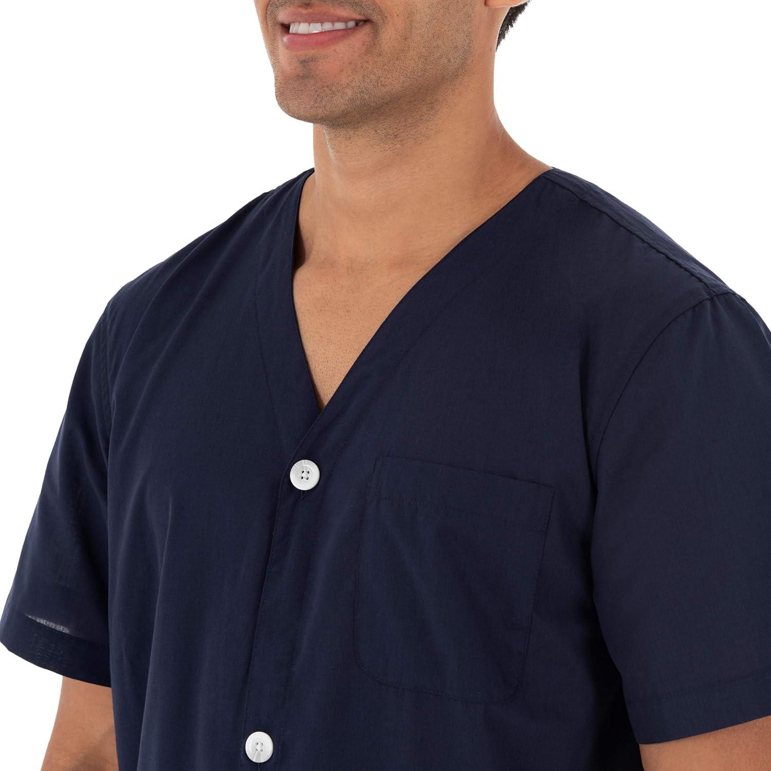 imageFruit of the Loom mens Broadcloth Short Sleeve Pajama SetMidnight Blue