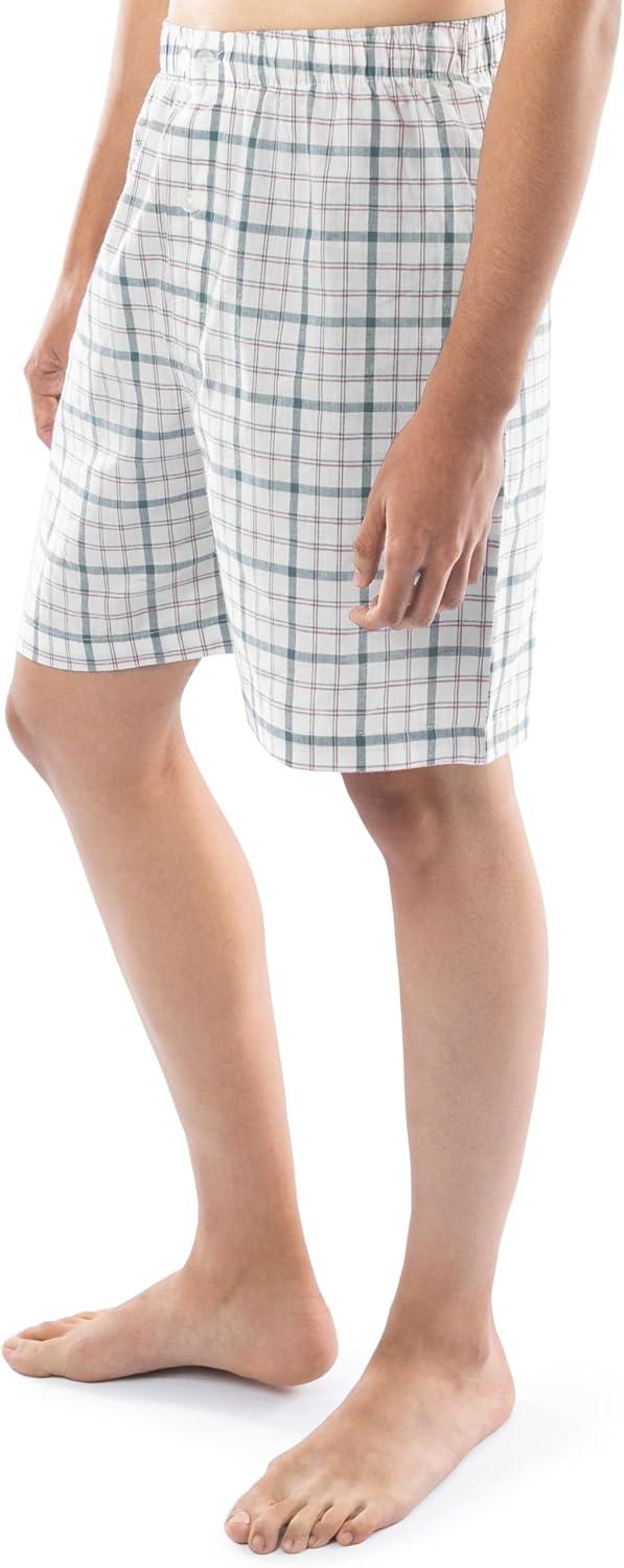 imageFruit of the Loom mens Broadcloth Short Sleeve Pajama SetNaturalGreen Plaid