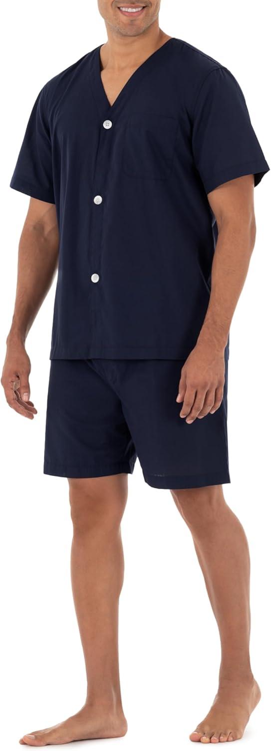 imageFruit of the Loom mens Broadcloth Short Sleeve Pajama SetNavy